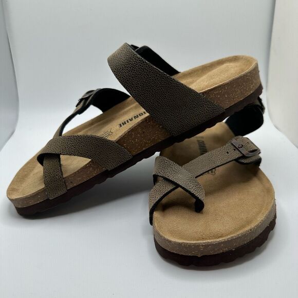 CUSHIONAIRE Women's Cork Footbed Sandal With +Comfort 9 WIDE BROWN RUGGED - Picture 7 of 7